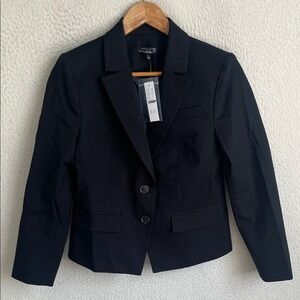 J. Crew Shrunken-Fit Blazer In Bi-Stretch Cotton Blend Womens Size 0 black